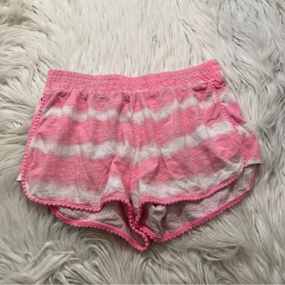 Justice Girls' Size 10 Casual Shorts Pink‎ White Tie Dye Stripes 100% Cotton